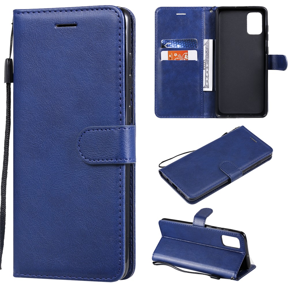 Solid Color Magnetic PU Leather Wallet Phone Case for Samsung Galaxy A71 - Blue-1