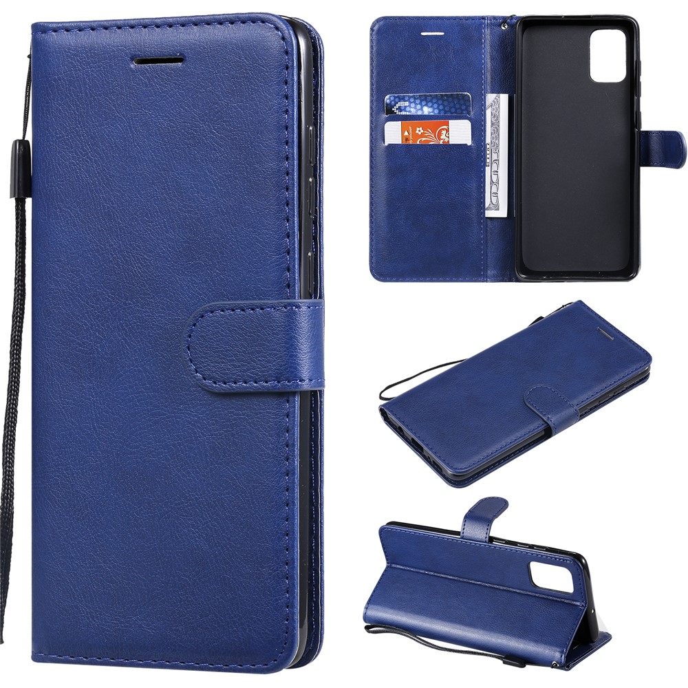 KT Leath Series-2 Couleur Solide PU le Cuir Portefeuille Case de Téléphone Pour Samsung Galaxy A71 - Bleu