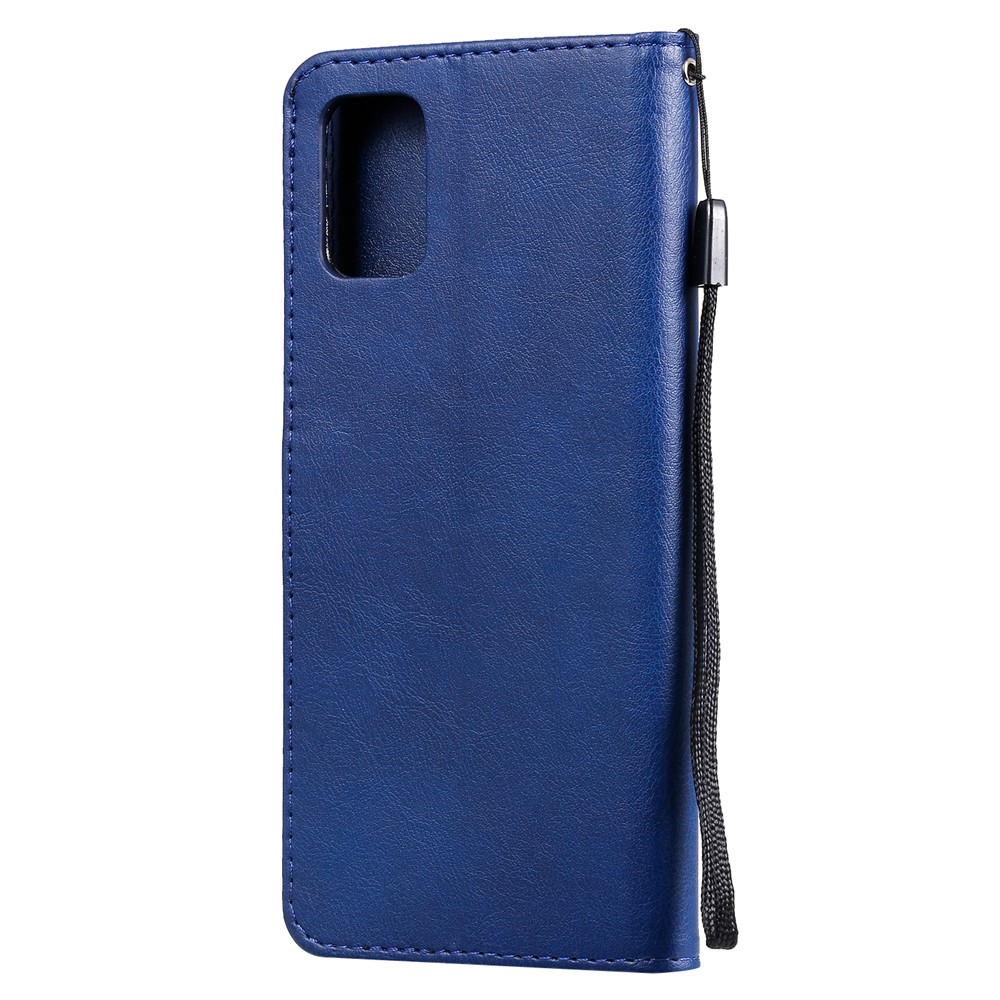 KT Leath Series-2 Couleur Solide PU le Cuir Portefeuille Case de Téléphone Pour Samsung Galaxy A71 - Bleu