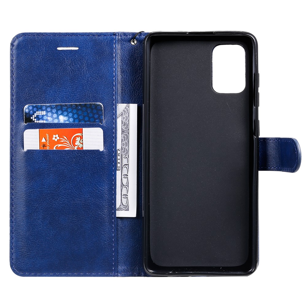 KT Leath Series-2 Couleur Solide PU le Cuir Portefeuille Case de Téléphone Pour Samsung Galaxy A71 - Bleu