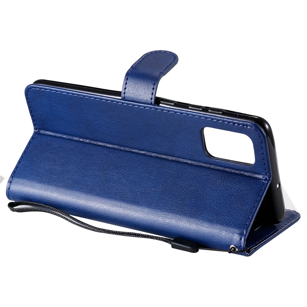 KT Leder Serie-2 Feste Farbmagnet-pu-leder-brieftaschenhülle Für Samsung Galaxy A71 - Blau-5