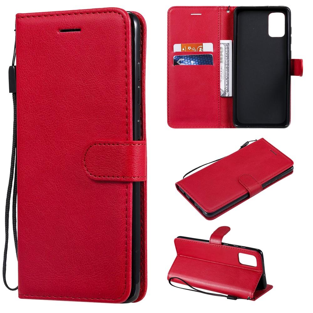 Solid Color Magnetic PU Leather Wallet Phone Case for Samsung Galaxy A71 - Red-1