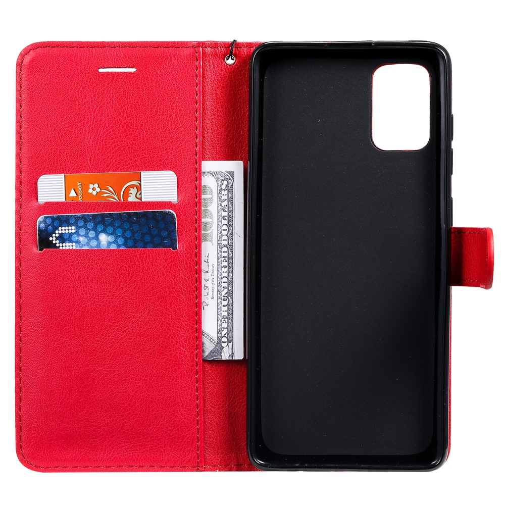 KT Leath Series-2 Couleur Solide PU le Cuir Portefeuille Case de Téléphone Pour Samsung Galaxy A71 - Rouge-4