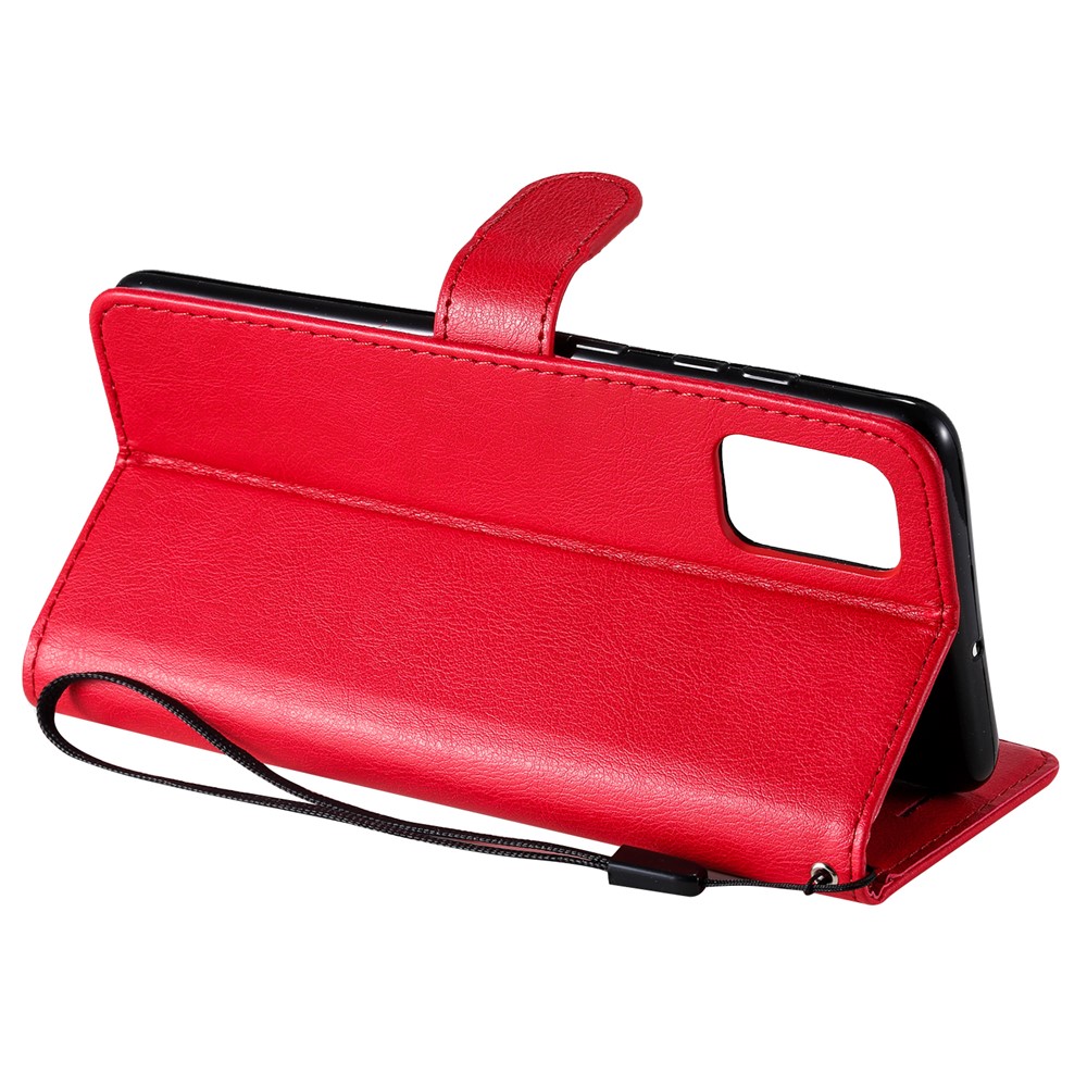 Solid Color Magnetic PU Leather Wallet Phone Case for Samsung Galaxy A71 - Red-5