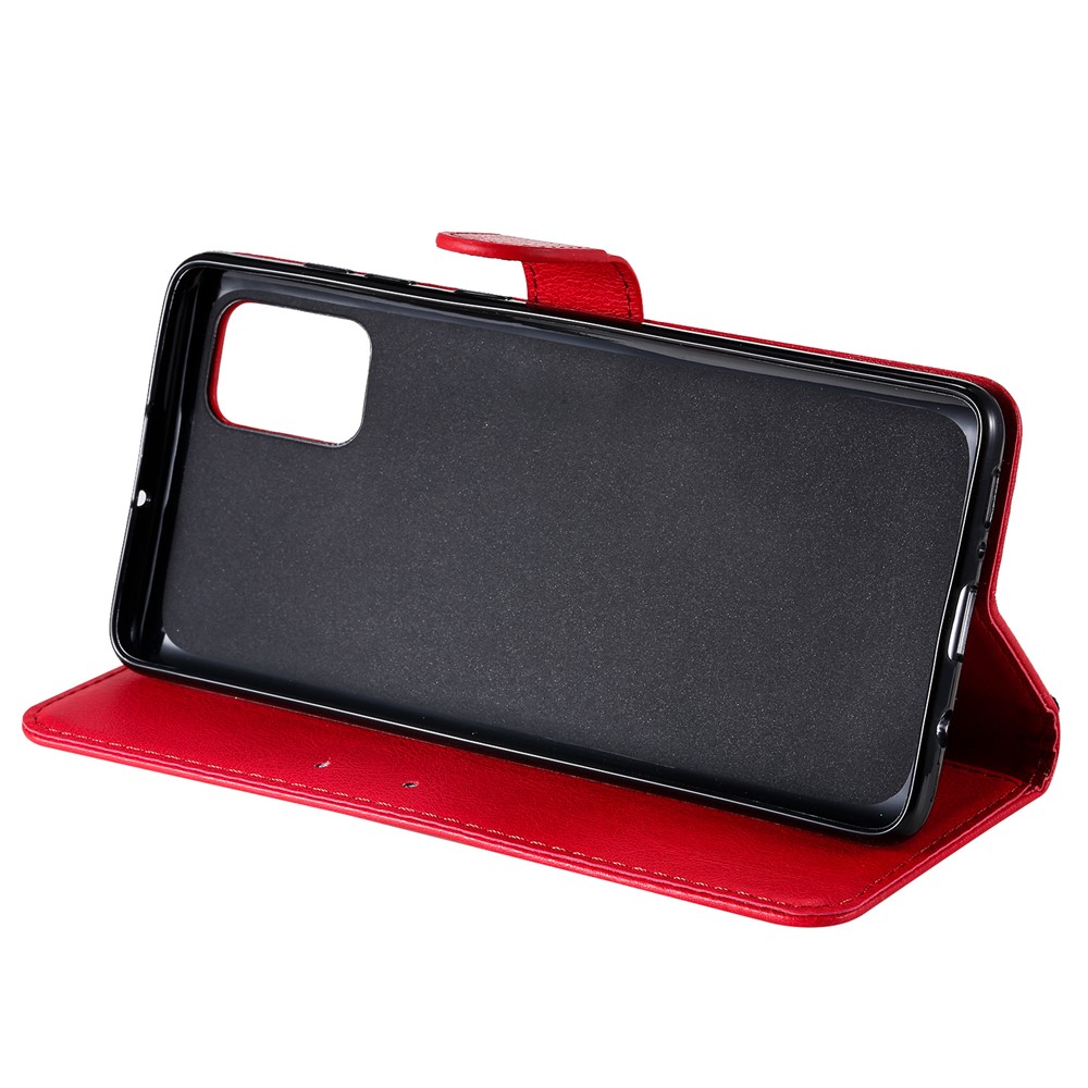 KT Leath Series-2 Couleur Solide PU le Cuir Portefeuille Case de Téléphone Pour Samsung Galaxy A71 - Rouge-6