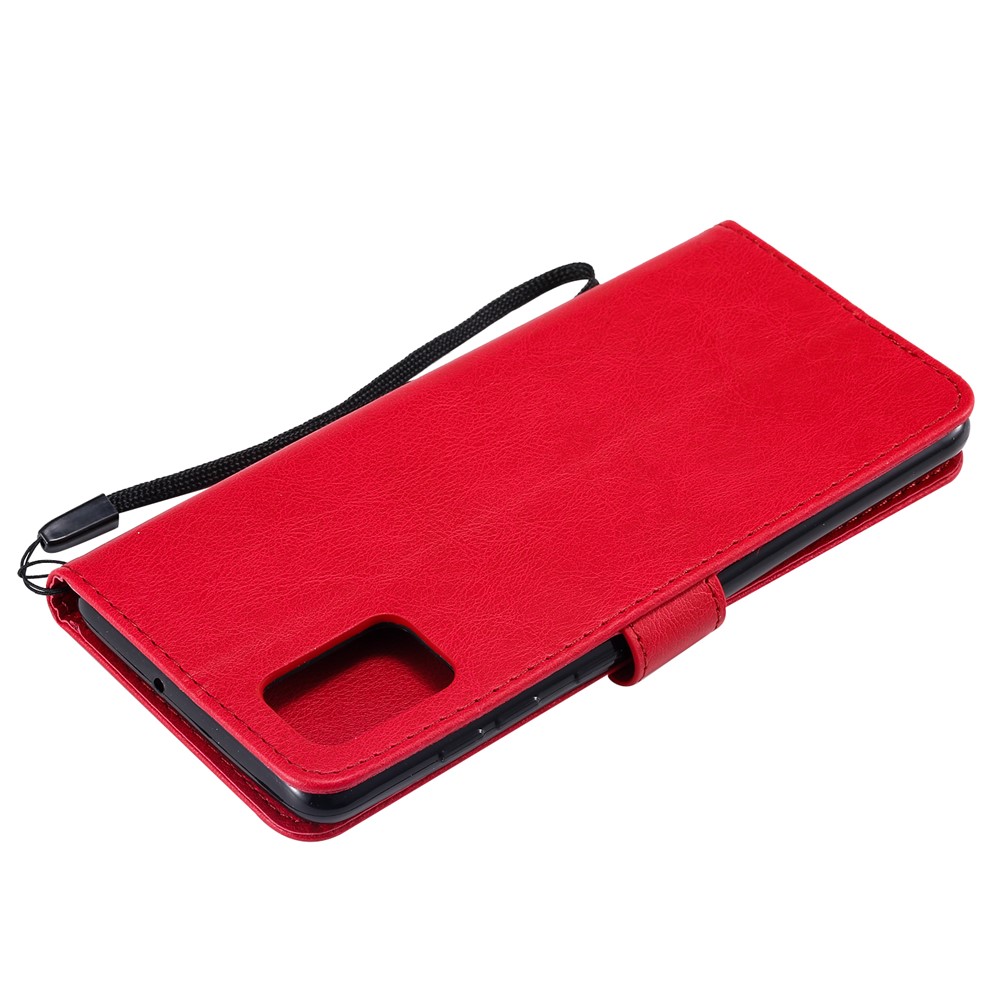 KT Leath Series-2 Couleur Solide PU le Cuir Portefeuille Case de Téléphone Pour Samsung Galaxy A71 - Rouge-8