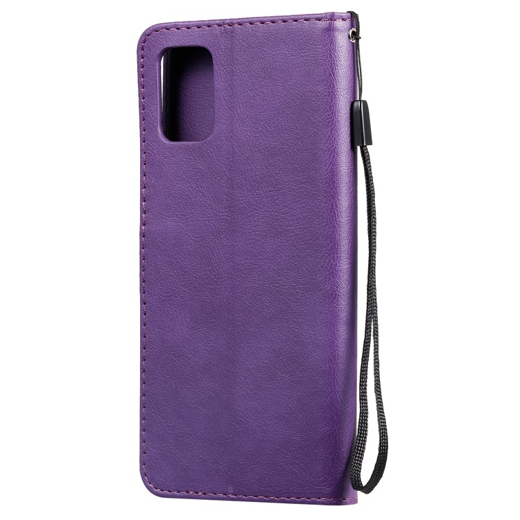 Solid Color Magnetic PU Leather Wallet Phone Case for Samsung Galaxy A71 - Purple-2