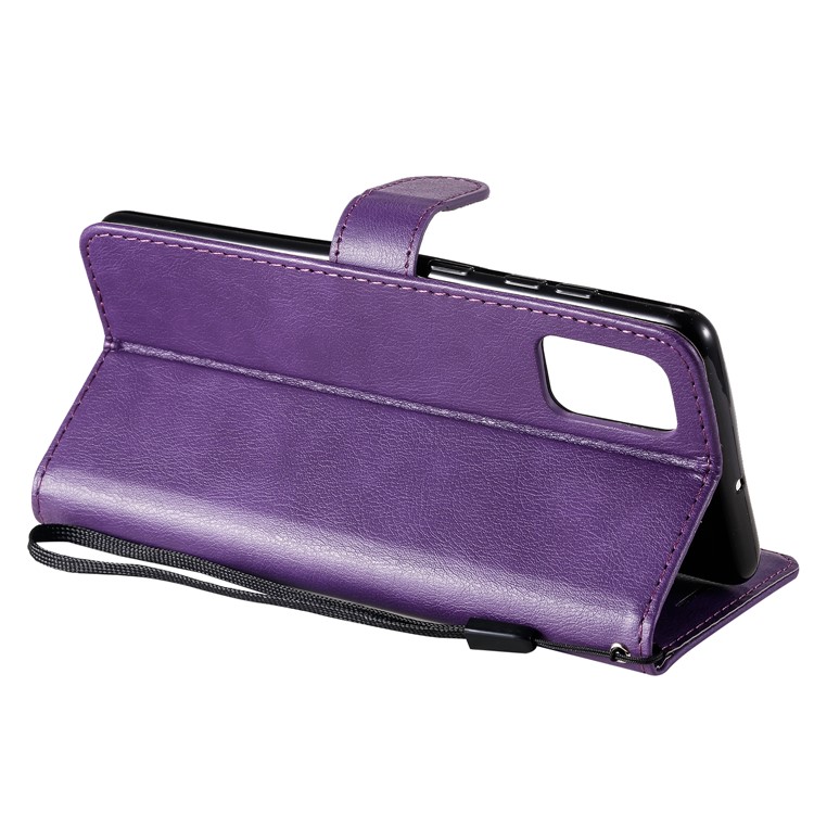 Solid Color Magnetic PU Leather Wallet Phone Case for Samsung Galaxy A71 - Purple-4