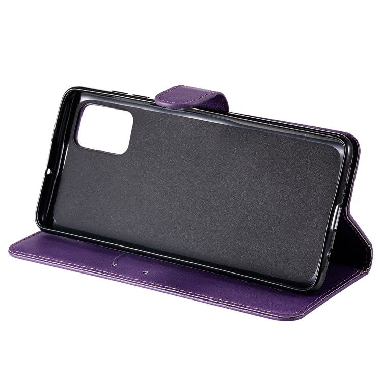 Solid Color Magnetic PU Leather Wallet Phone Case for Samsung Galaxy A71 - Purple-5