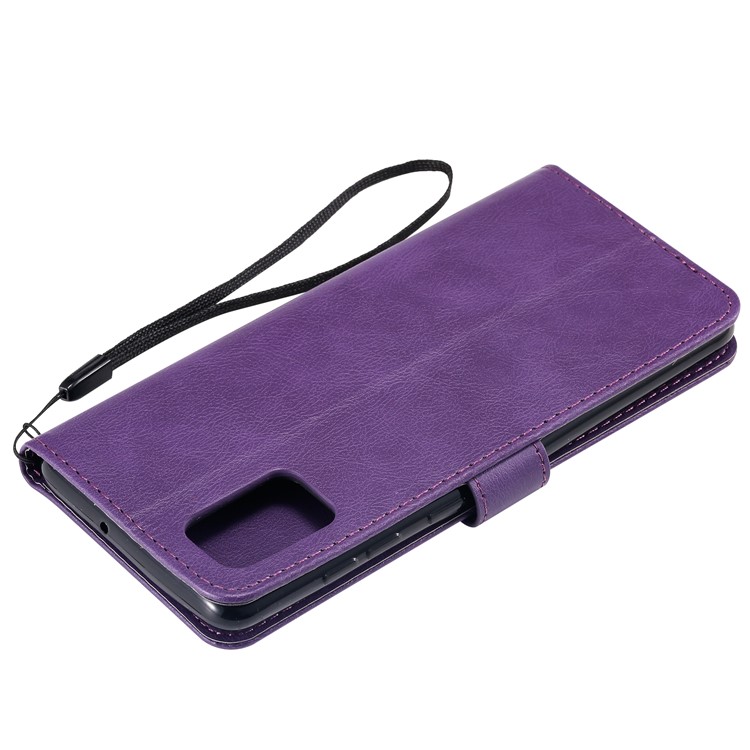 Solid Color Magnetic PU Leather Wallet Phone Case for Samsung Galaxy A71 - Purple-7