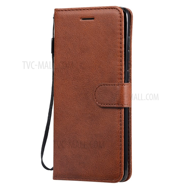 Solid Color Magnetic PU Leather Wallet Phone Case for Samsung Galaxy A71 - Brown-2
