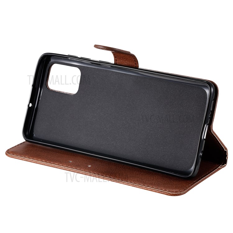 Solid Color Magnetic PU Leather Wallet Phone Case for Samsung Galaxy A71 - Brown-6