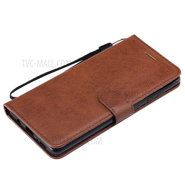 Solid Color Magnetic PU Leather Wallet Phone Case for Samsung Galaxy A71 - Brown-7