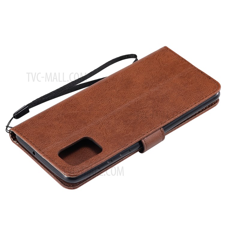 Solid Color Magnetic PU Leather Wallet Phone Case for Samsung Galaxy A71 - Brown-8