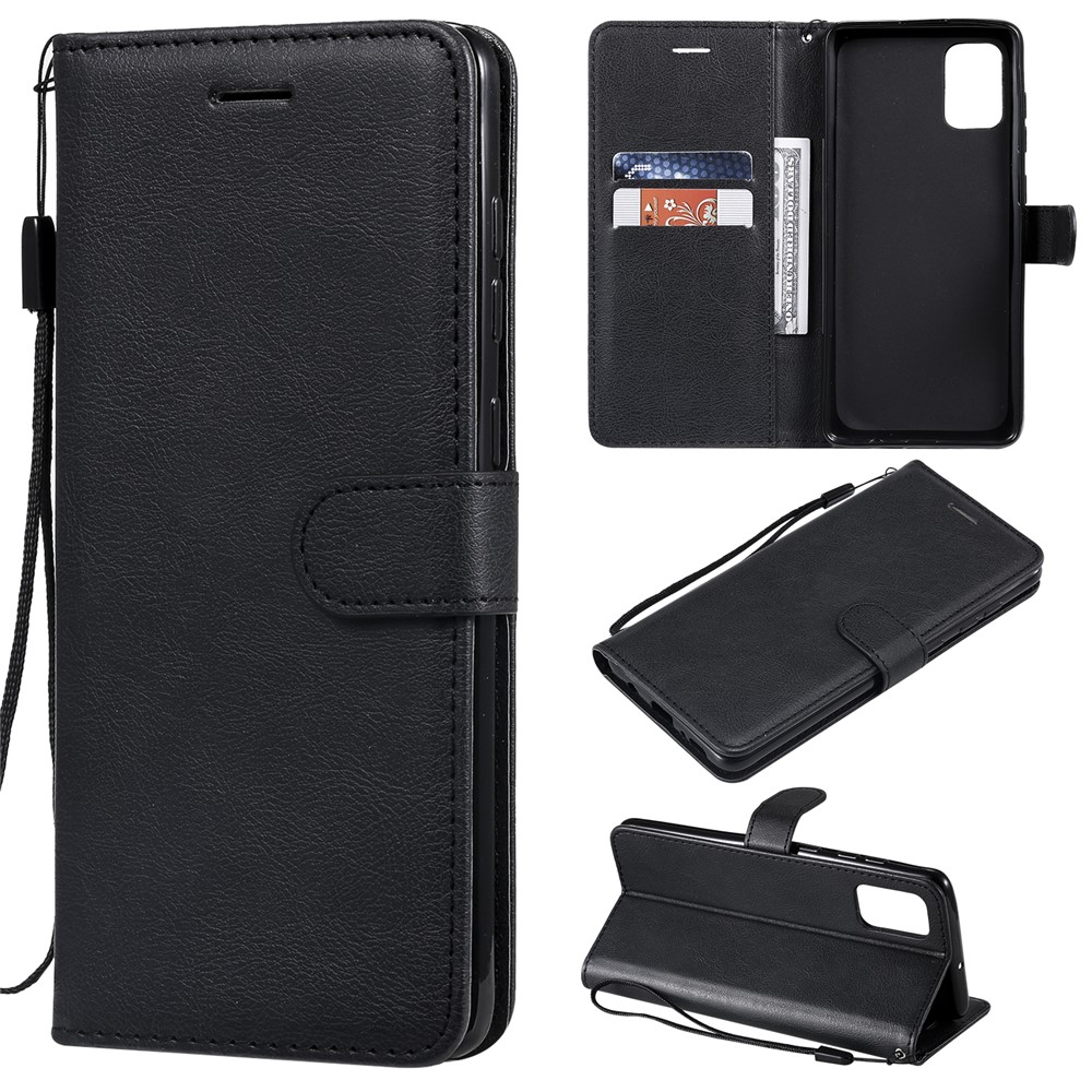 Solid Color Magnetic PU Leather Wallet Phone Case for Samsung Galaxy A71 - Black-1