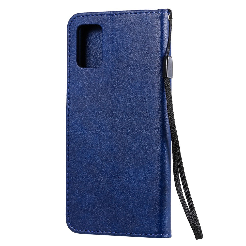 KT Leather Series-2 Color Solid Stand Stand Leather Protetive Shell Para Samsung Galaxy A51 - Azul