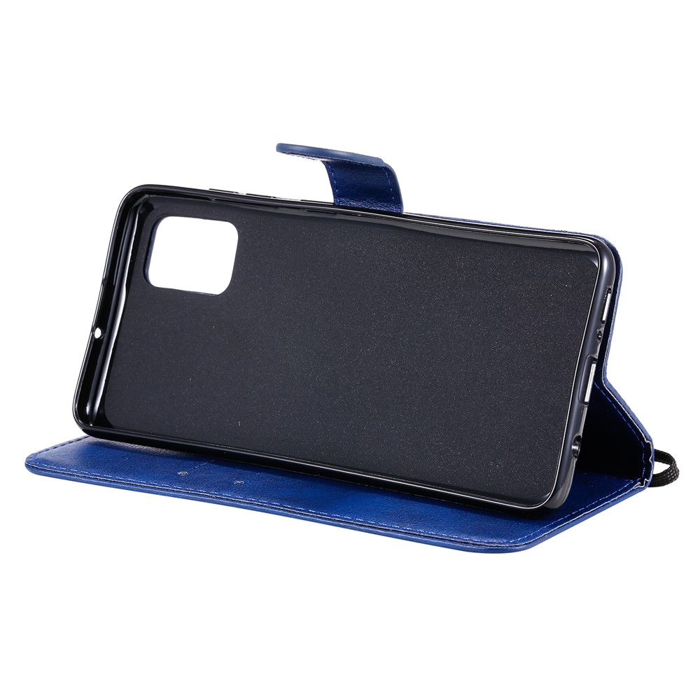 Solid Color Wallet Stand Leather Protective Shell for Samsung Galaxy A51 - Blue-6