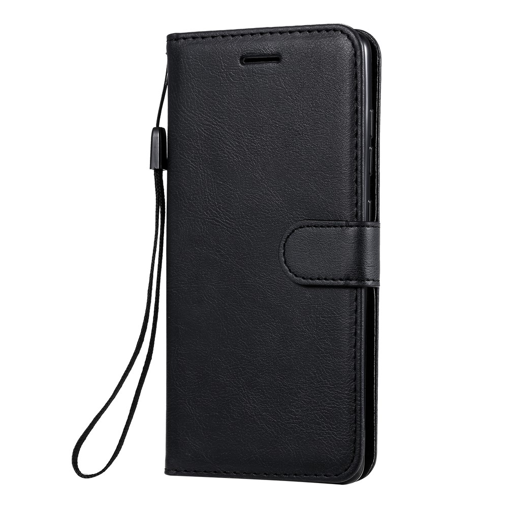 Solid Color Wallet Stand Leather Protective Shell for Samsung Galaxy A51 - Black-2