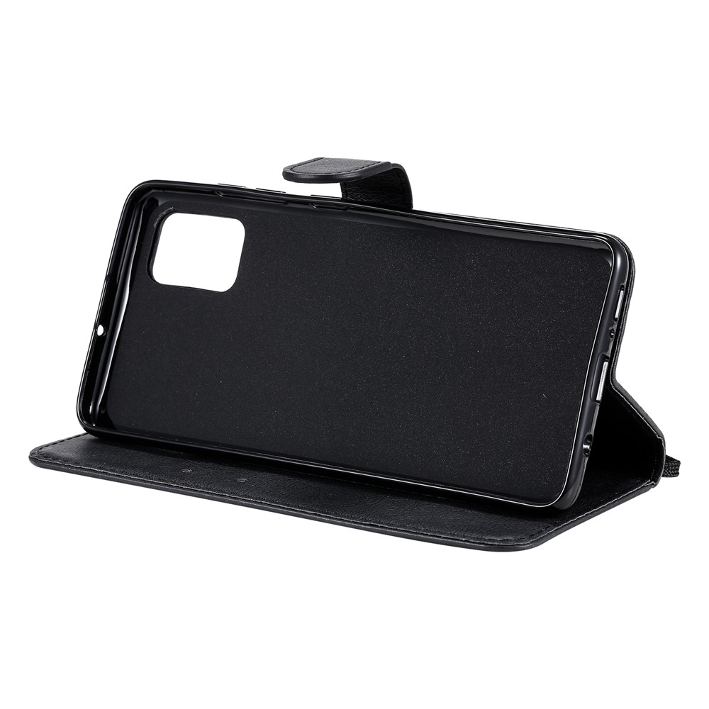 Solid Color Wallet Stand Leather Protective Shell for Samsung Galaxy A51 - Black-6