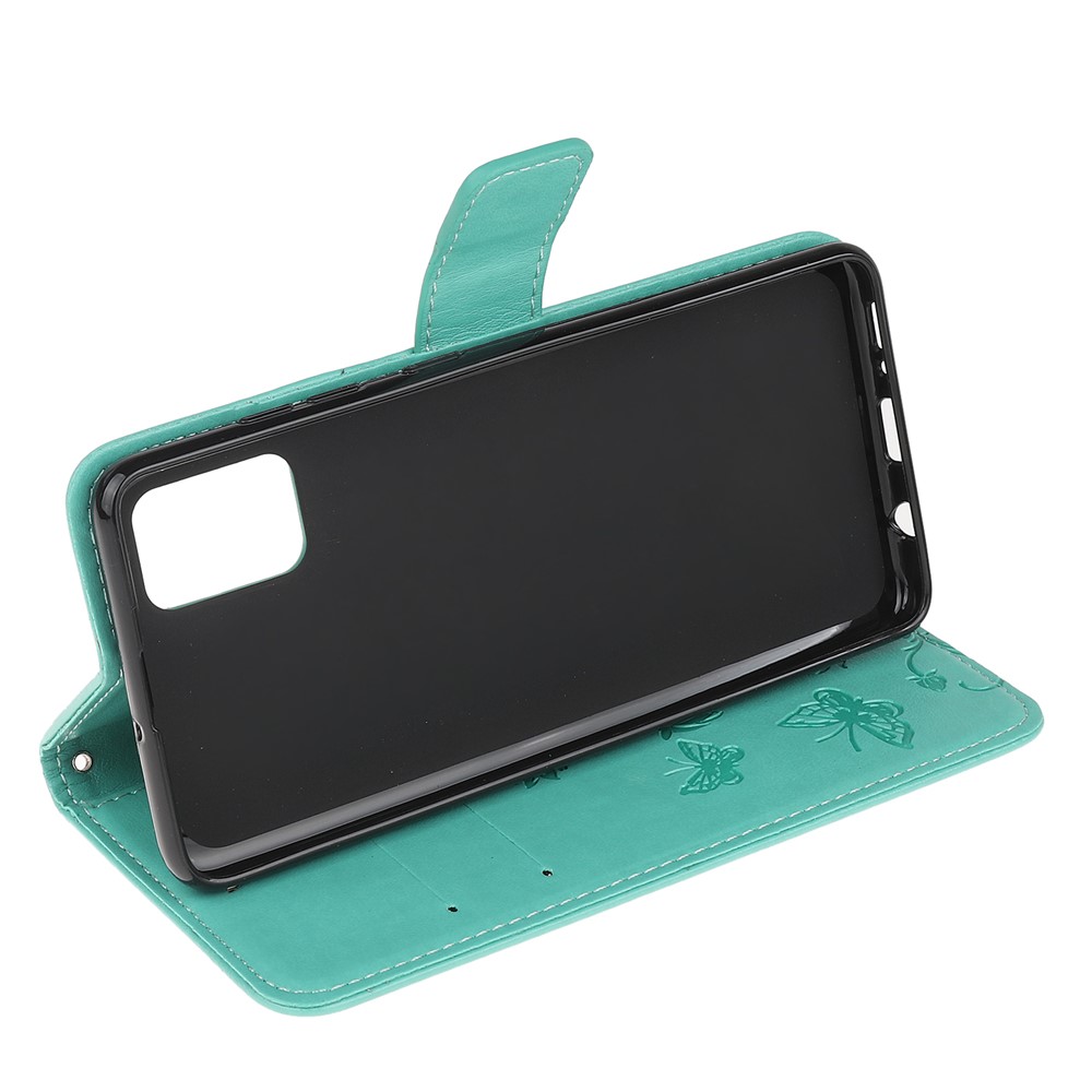 Caso De Las Flores De Mariposa Cartera De Cuero Para La Galaxia Impronta A91 / S10 Lite / M80s - Cian-4