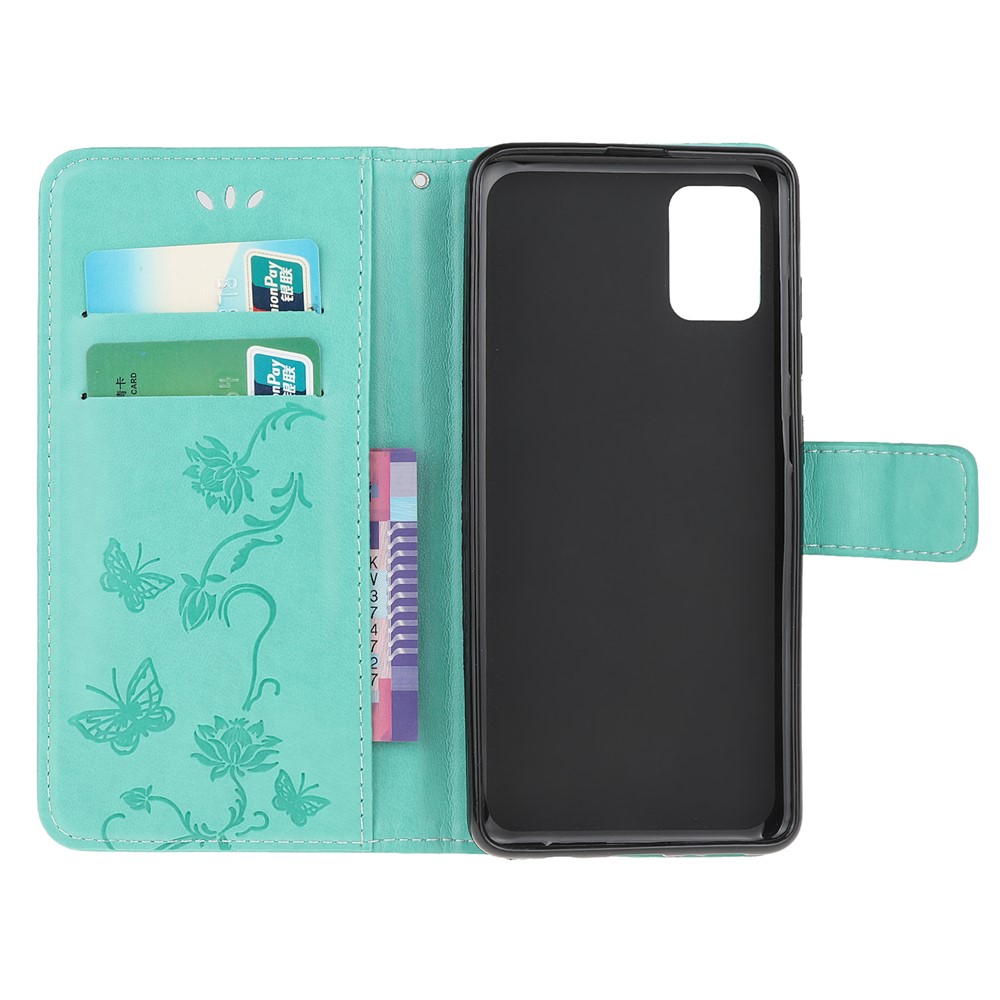 Caso De Las Flores De Mariposa Cartera De Cuero Para La Galaxia Impronta A91 / S10 Lite / M80s - Cian-5