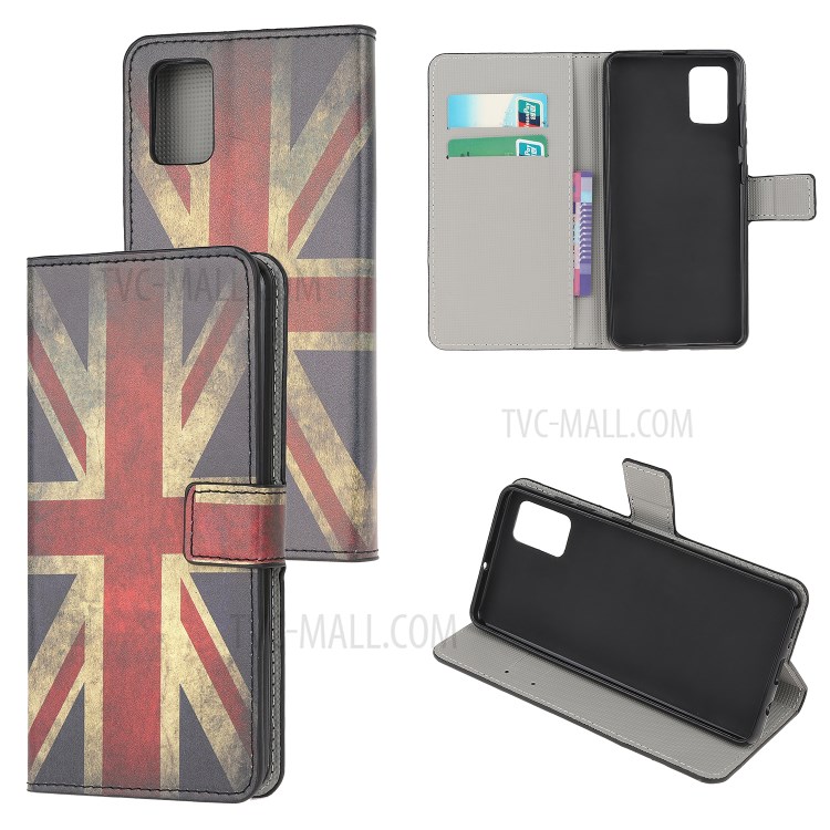 Pattern Printing PU Leather Wallet Stand Phone Casing for Samsung Galaxy A91/S10 Lite/M80s - UK Flag-1