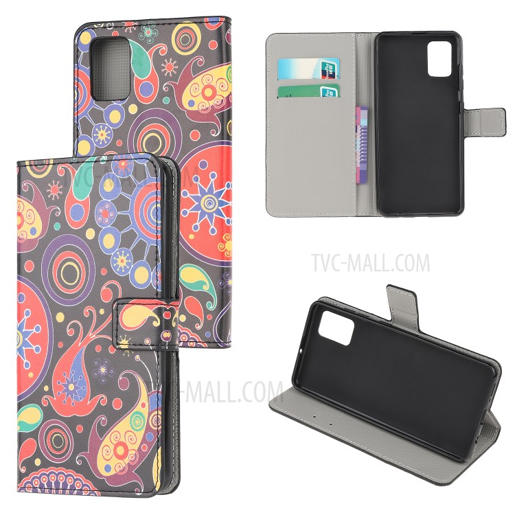 Pattern Printing PU Leather Wallet Stand Phone Casing for Samsung Galaxy A91/S10 Lite/M80s - Colorful Flowers-1