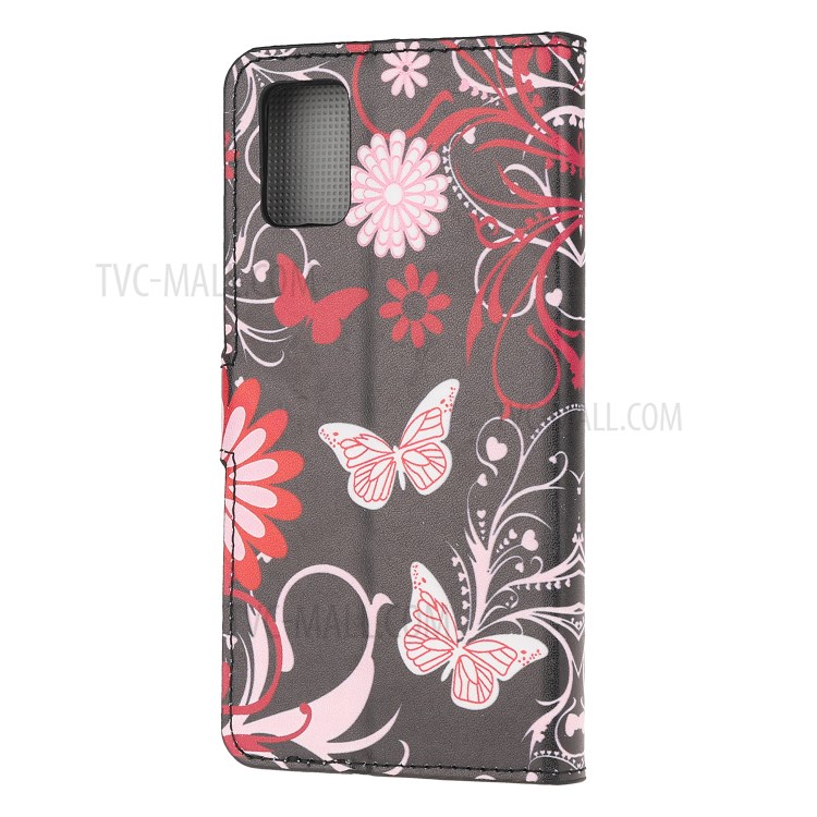 Pattern Printing PU Leather Wallet Stand Phone Casing for Samsung Galaxy A91/S10 Lite/M80s - Flowers and Butterflies-3