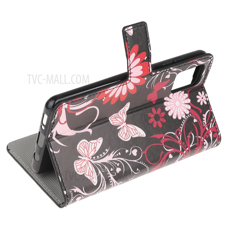 Pattern Printing PU Leather Wallet Stand Phone Casing for Samsung Galaxy A91/S10 Lite/M80s - Flowers and Butterflies-4