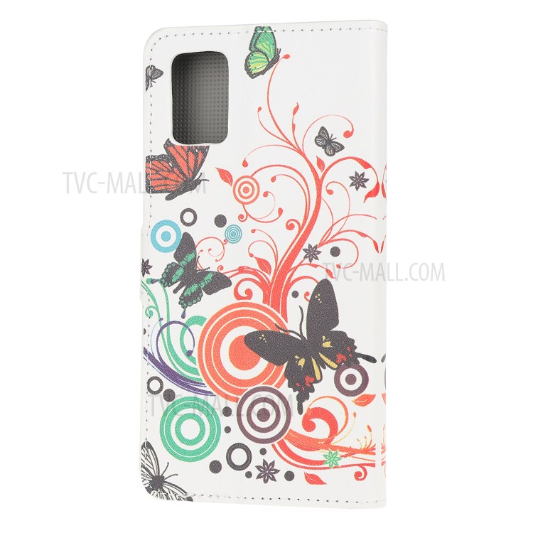Pattern Printing PU Leather Wallet Stand Phone Casing for Samsung Galaxy A91/S10 Lite/M80s - Butterflies and Circles-3