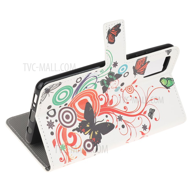 Pattern Printing PU Leather Wallet Stand Phone Casing for Samsung Galaxy A91/S10 Lite/M80s - Butterflies and Circles-4