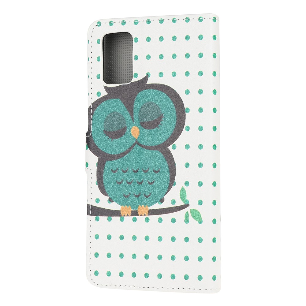 Pattern Printing PU Leather Wallet Stand Phone Casing for Samsung Galaxy A91/S10 Lite/M80s - Cute Green Owls-3