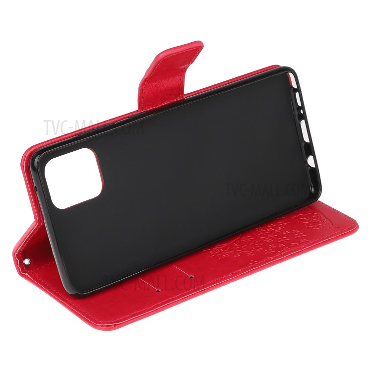 Imprint Tree Owl PU Leather Wallet Stand Phone Case for Samsung Galaxy A81/Note 10 Lite/M60s - Red-4
