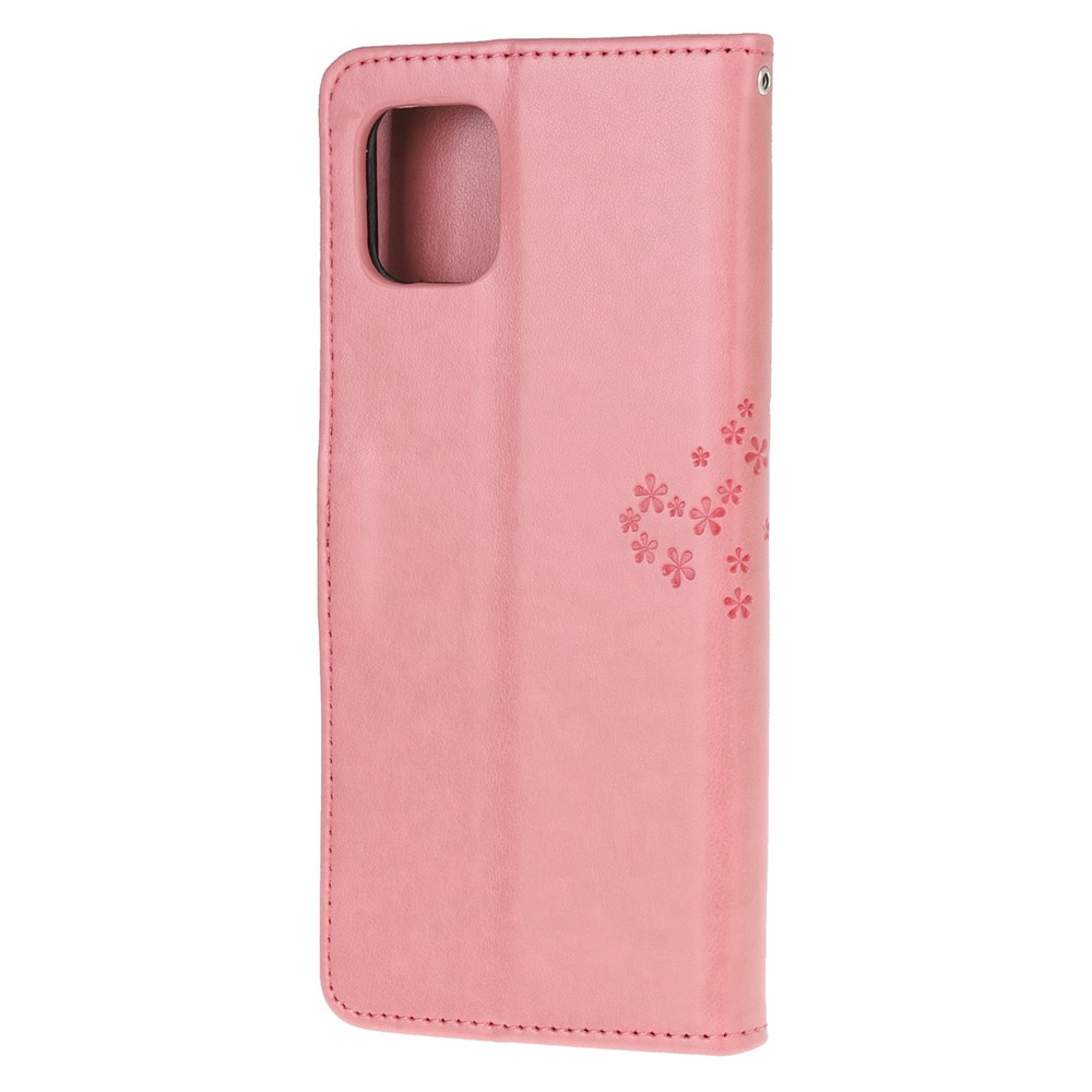 Imprint Tree Owl PU Leather Wallet Stand Phone Case for Samsung Galaxy A81/Note 10 Lite/M60s - Pink-3