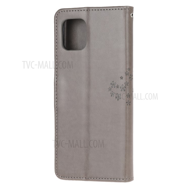 Imprint Tree Owl PU Leather Wallet Stand Phone Case for Samsung Galaxy A81/Note 10 Lite/M60s - Grey-3