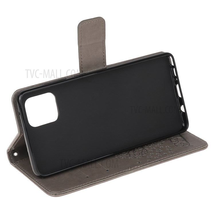 Imprint Tree Owl PU Leather Wallet Stand Phone Case for Samsung Galaxy A81/Note 10 Lite/M60s - Grey-4