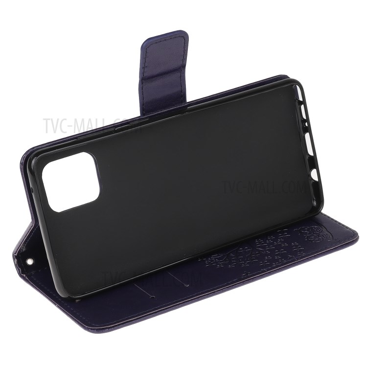 Imprint Tree Owl PU Leather Wallet Stand Phone Case for Samsung Galaxy A81/Note 10 Lite/M60s - Dark Purple-4