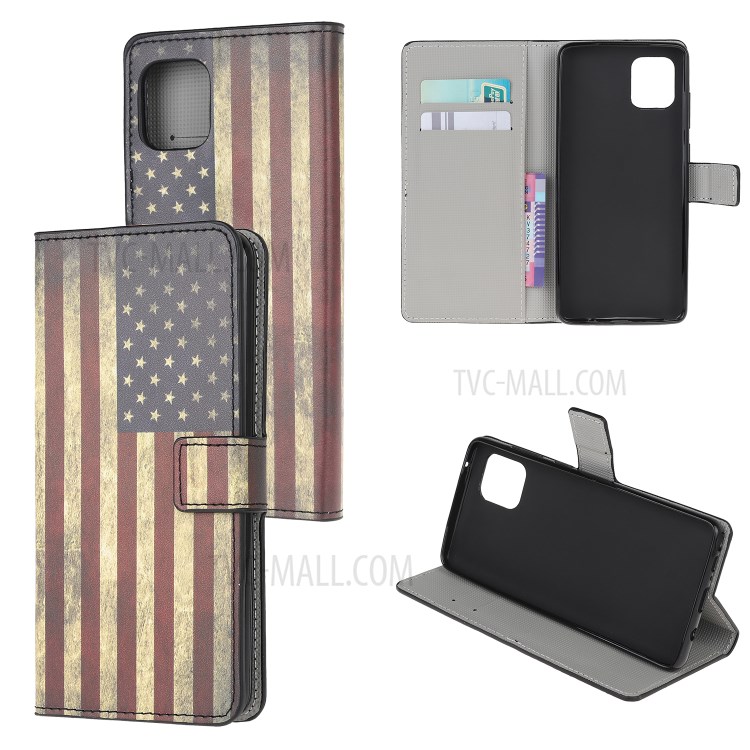 Musterdruck Mappenlederkasten Für Samsung-Galaxie A81 / Anmerkung 10 Lite / M60s - Vintage US-Flagge-1