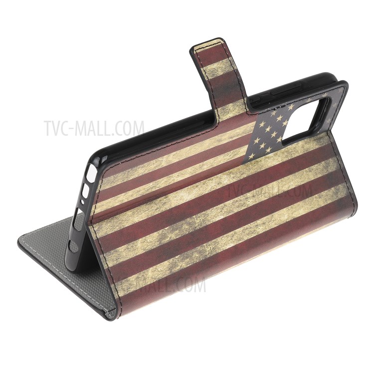 Musterdruck Mappenlederkasten Für Samsung-Galaxie A81 / Anmerkung 10 Lite / M60s - Vintage US-Flagge-4