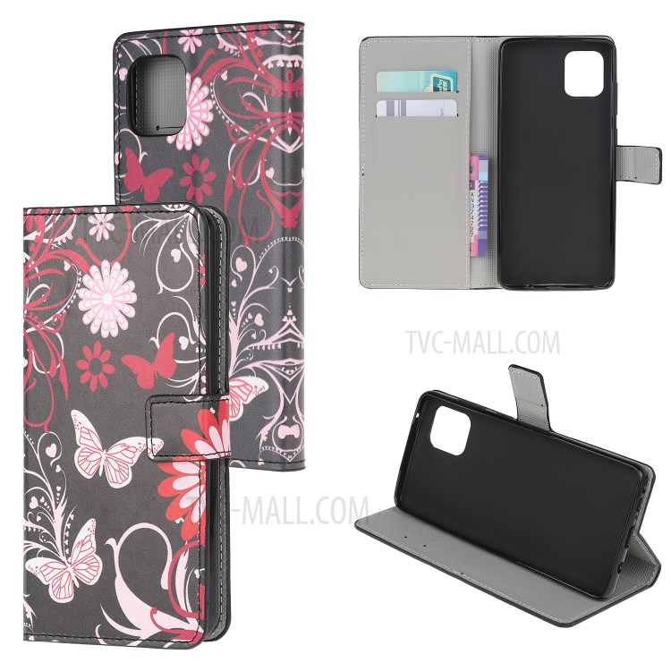 Pattern Printing Wallet Leather Case for Samsung Galaxy A81 / Note 10 Lite / M60s - Butterfly and Flower-1