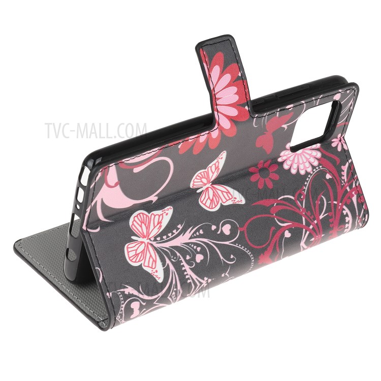 Pattern Printing Wallet Leather Case for Samsung Galaxy A81 / Note 10 Lite / M60s - Butterfly and Flower-4