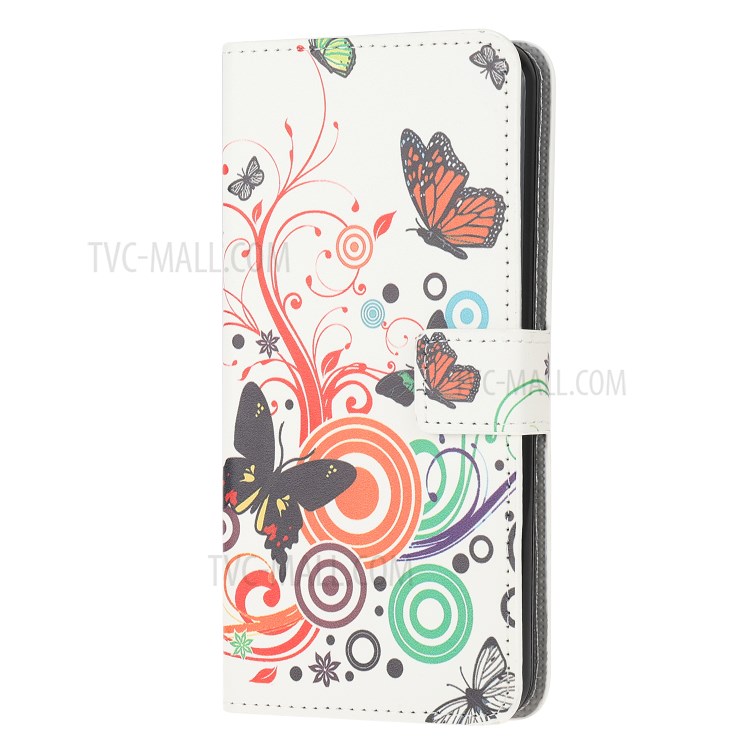 Musterdruck Mappenlederkasten Für Samsung-Galaxie A81 / Anmerkung 10 Lite / M60s - Schmetterling Und Kreis-2