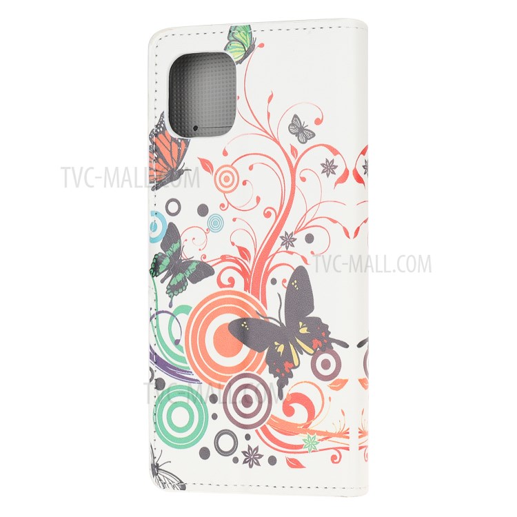 Musterdruck Mappenlederkasten Für Samsung-Galaxie A81 / Anmerkung 10 Lite / M60s - Schmetterling Und Kreis-3