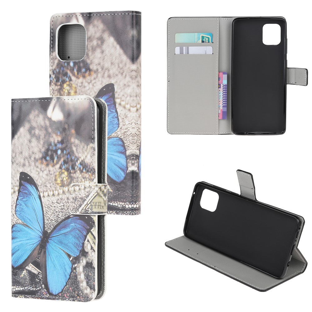 Musterdruck Mappenlederkasten Für Samsung-Galaxie A81 / Anmerkung 10 Lite / M60s - Blauer Schmetterling-1