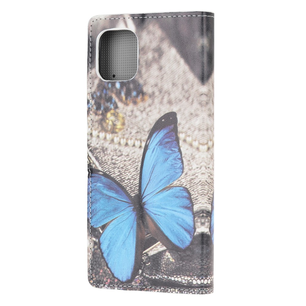Musterdruck Mappenlederkasten Für Samsung-Galaxie A81 / Anmerkung 10 Lite / M60s - Blauer Schmetterling-3