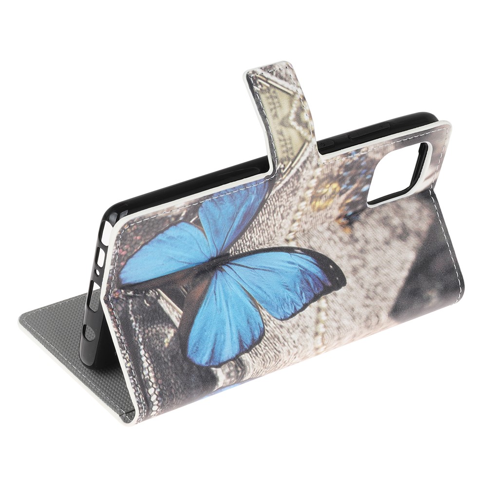 Musterdruck Mappenlederkasten Für Samsung-Galaxie A81 / Anmerkung 10 Lite / M60s - Blauer Schmetterling-4