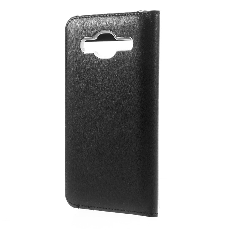 Window View Leather Flip Case for Samsung Galaxy J3 / J3 (2016) - Black-2