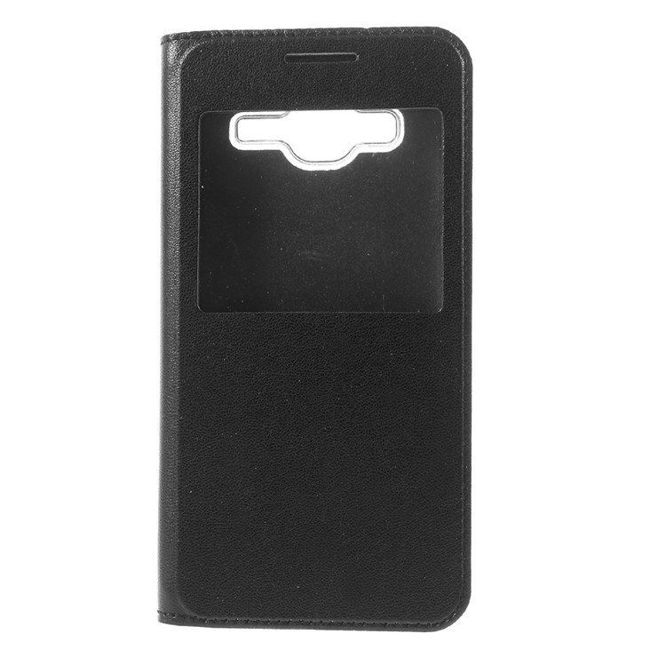 Window View Leather Flip Case for Samsung Galaxy J3 / J3 (2016) - Black-3