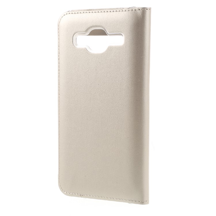 Window View PU Leather Case for Samsung Galaxy J3 / J3 (2016) - Gold-2