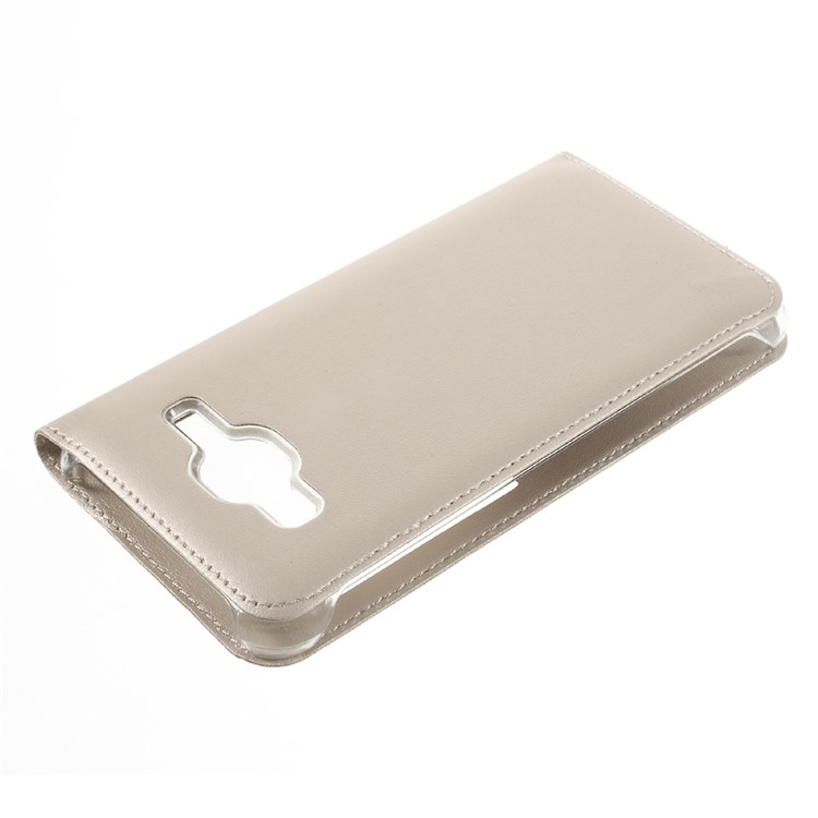 Window View PU Leather Case for Samsung Galaxy J3 / J3 (2016) - Gold-4